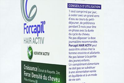 Côté de la boite de Forcapil Hair Activ