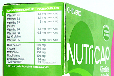 Coté de la boite de Nutricap keratine