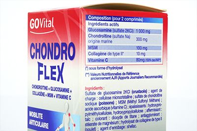 Face et côté de la boite de chondroflex