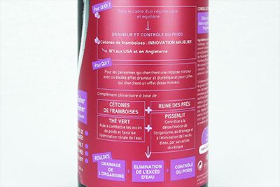 Dos de la bouteille de Ketoslim draineur 