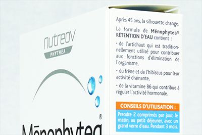 Côté de la boite de Menophytea rétention d'eau